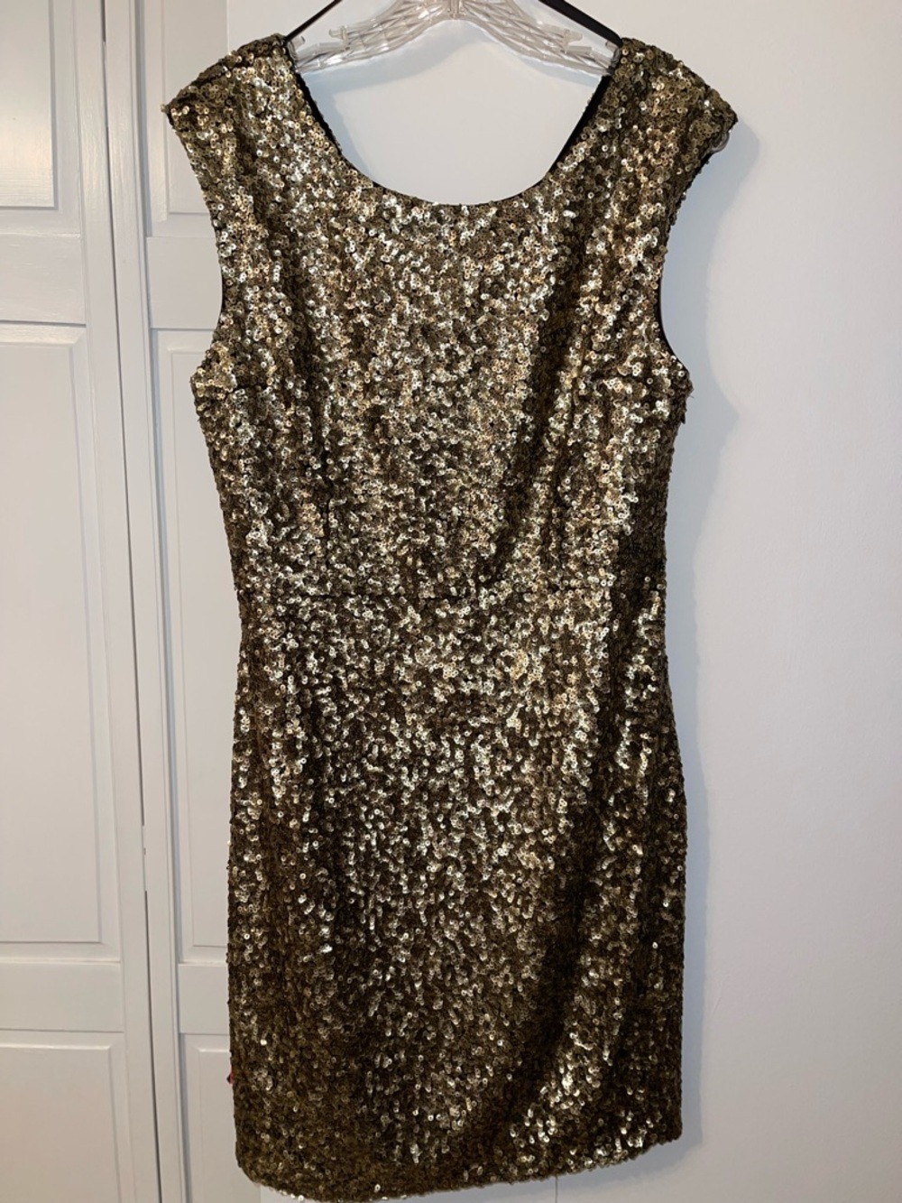 Andrew Marc Gold Sequin Sleeveless Cocktail Dress Size 12